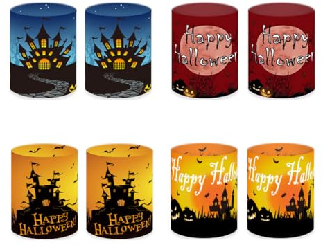 OIXYEY 8X Windlichter Halloween Tischdeko Set – Kürbis, Fledermaus, Hexe & Spinnennetz Deko für Garten, Party, Kindergeburtstag, Innen & Outdoor, Ideal für Teelichter & Kerzen.