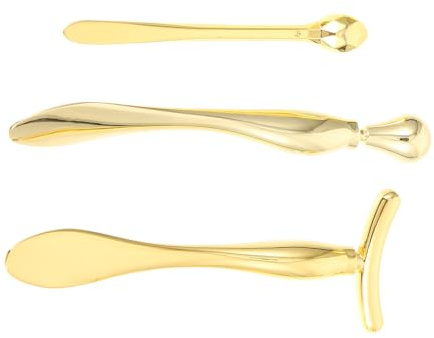 Augencreme Stäbchen aus Zinklegierung für Augenmassage | Goldfarbenes Make Up Zubehör, Glatte Oberfläche, für Zuhause und Schönheitssalon, 3 Stück