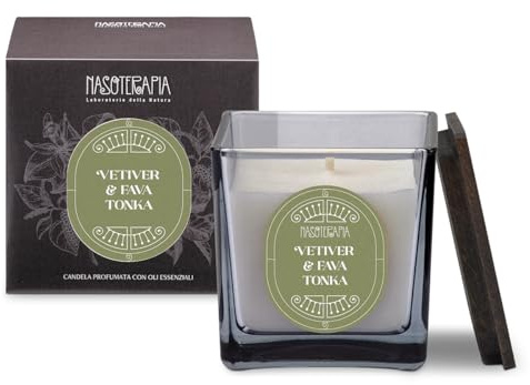 NASOTERAPIA Vetiver e Fava Tonka Candela Profumata con oli essenziali 200 g