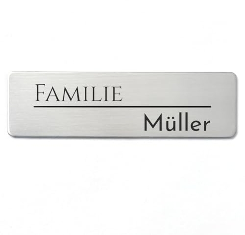 Klingelschild personalisiert mit Gravur, Namensschild Briefkasten & Haustür selbstklebend aus Edelstahl, Türschild mit großer Motivvielfalt, Briefkastenschild Haustürschild wetterfest