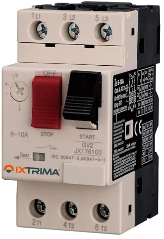 Ixtrima Disjoncteur thermique réglable 6-10A 4kWGV2 3P protection moteur tripolaire