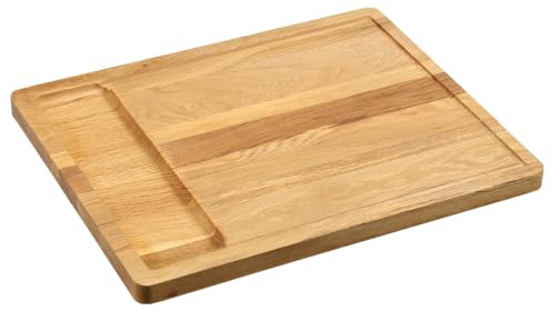 KESPER Schneidebrett Eichenholz | FSC®-zertifiziert | Mit Vertiefung | BIOFA-Öl feuchtigkeitsabweisend | 45 × 36 × 2,5 cm | 49301