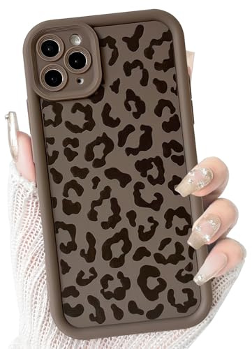 NITITOP Compatible with iPhone 11 Pro Case Cute Leopard Print Cheetah Pattern Aesthetic for Women Girls Men Boys All-inclusive Lens Soft TPU Shockproof Protective Phone Cover - Brown