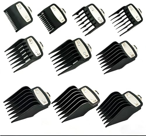 10 PCS Trimmer Aufsätze Aufsteckkamm mit Metallclip, Haarschneidemaschine Aufsätze für Wahl, Haar Clipper Guide, Clipper Aufsätze, Haarschneider Aufsatz Set, Magic Clip Trimmer Rasierer-Schwarz