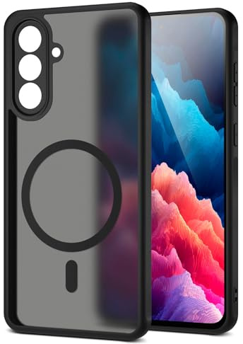moex für Samsung Galaxy A36 5G Hülle kompatibel mit MagSafe, Handyhülle Hardcase Stoßfest mit Kameraschutz, Translucent Back Cover, Schutzhülle Wireless Charging, Halo Case, Schwarz
