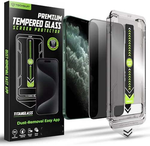 Techsuit Blickschutzfolie für iPhone XS Max, iPhone 11 Pro Max Gehärtetes Glas mit Vollständige Abdeckung, HD Klarheit, Stoßschutz, Anti Spy Beschichtung, TitanGlass FullCover Privacy