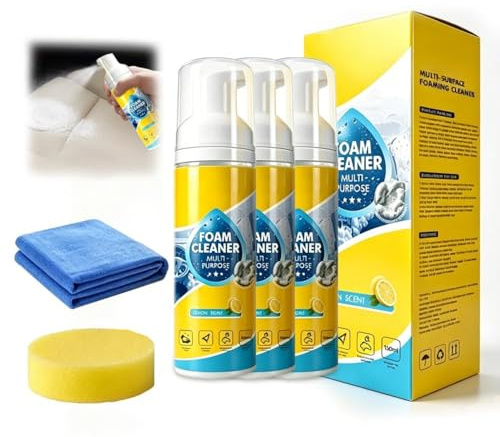 4-In-1 Multi-Enzyme Foam Cleaner, Mehrzweck-Schaumreiniger für Autos, New Foam No Rinse Spray Cleaner, All-Purpose Deep Cleaning Spray for Car Interior, Kitchen, Bathroom, Sofa (3Pcs)
