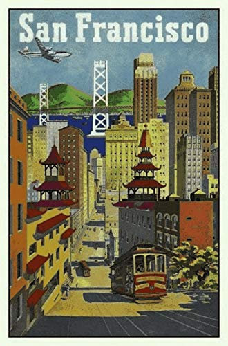 Schatzmix San Francisco Trolley Bus Metallschild Wanddeko 20x30 cm tin Sign Blechschild, Blech, Mehrfarbig