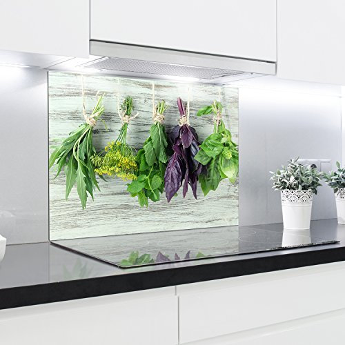 Splashback Tempered Glass Heat Resistant Toughened Decorative - 90 x 65 cm - 4 mm Thick - Perfect Behind Gas, Ceramic and Induction Cookers - Easy to Clean and Hang