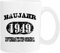Mister Merchandise Becher Tasse Baujahr 1949 unverbasteltes Original Kaffee Kaffeetasse liebevoll Bedruckt Jahrgang Originalteile Parts Made in Weiß