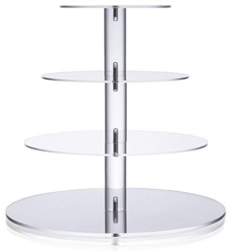 Ulifeme Cupcake Ständer, Tortenständer 4 Etagen Acryl für Hochzeit, Party, Geburtstag, Baby Duschen & Kuchen Dessert, Torten Etagere 4-stöckig mit 4mm Dicke Acryl, 6'' / 8'' / 10'' / 12'' Durchmesser