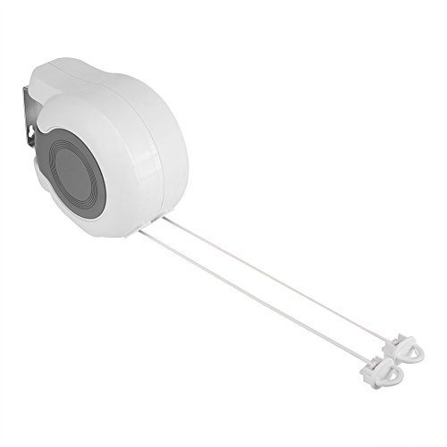 Cuerda de lavandería retráctil, Montaje en Pared, Cable de lavandería, 2 x Cuerda de instalación fácil, para Interior y Exterior, jardín, terraza, lavadero