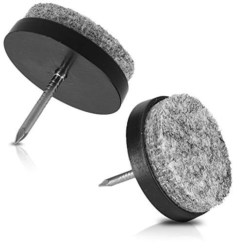 Navaris 20x Filzgleiter mit Nagel - 28mm Stuhlgleiter Set - Bodenschutz Gleiter rund für Möbel Stühle Parkett Laminat - Filz Schutz Schoner Schwarz