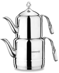 Korkmaz Cintemani 3,1 Lt Théière Thé Cuisinière Acier Inoxydable Argenté A211