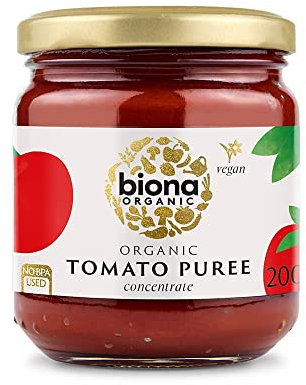 Biona Organic Tomato Puree 200g - Tomato Concentrate made from 100% Organically Certified Tomatoes - No Added Sugar, Salt or Preservative - Non GMO, Vegan