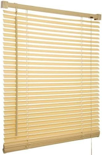 PVC Window Venetian Blind Blinds Easy Fit Privacy Curtains Trimmable Fittings Windows Treatment Shutters Twist Open Close Fittings are Included(Natural-Wood Grain Effect, 60 x 213 cm)