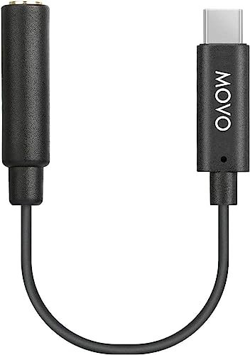 Movo UCMA-1 Adaptateur de Microphone Femelle 3,5 mm TRS vers Connecteur USB Type-C Dongle - Compatible avec Les Smartphones et tablettes Samsung, Pixel, Moto, HTC, iPad Pro - Adaptateur Audio 3,5 mm