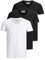 Jack & Jones Camiseta básica para hombre, cuello de pico, paquete de 3 unidades, color liso, corte ajustado, en blanco, negro, azul y gris, S
