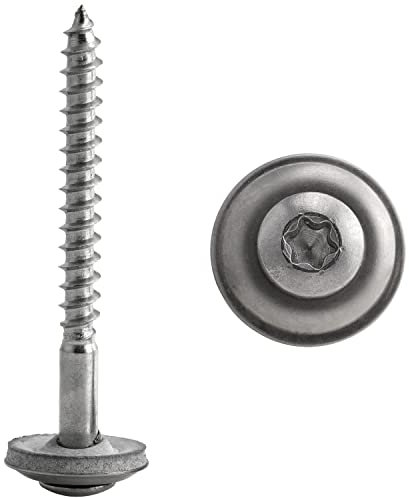 FASTON® Spenglerschrauben TORX 4,5x50 mm Edelstahl A2 V2A (50 Stück) mit Dichtscheibe 15mm ähnl. DIN 7995 Pozidriv Dichtscheibe Holzschrauben Wellplattenschrauben
