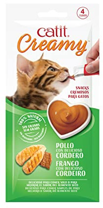 Catit Creamy Delizia per gatti, confezione da 4, pollo/agnello