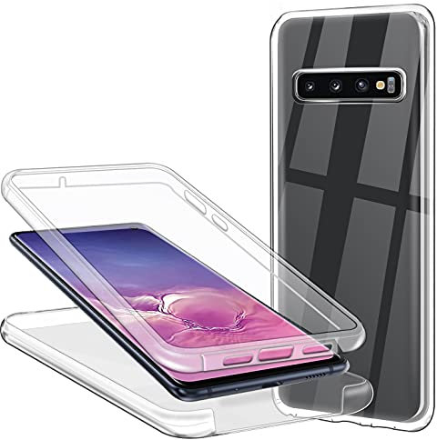 CHIMUCO Hülle für Samsung Galaxy S10 Handyhülle 360 Grad, Transparent Full Schutz Kratzfest Dünn Durchsichtige Case Silikon Schutzhülle, Hart PC Zurück + Weich TPU Vorderseite