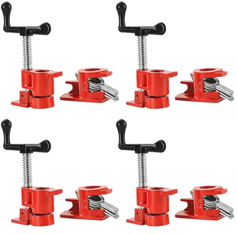 FLKQC 3/4” Wood Gluing Pipe Clamp Set, Heavy Duty Cast Iron Quick Release Pipe Clamps for Woodworking (4, 3/4)