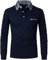 AIOIDI Men's Casual Polo Shirts Long Sleeve Striped Collar T-Shirts with Pocket,A-Blue,M