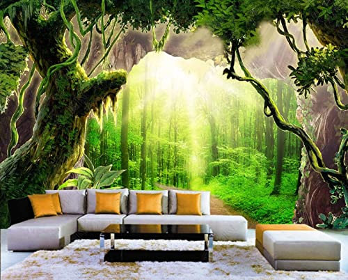 Fototapete Grüne Wälder Foto Tapete 3D Effekt Vliestapete Wanddeko Wandbilder Tapeten