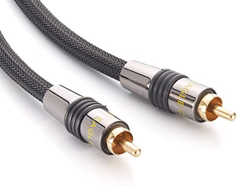 eagle cable by INAKUSTIK – 100842030 – Deluxe Mono-Subwooferkabel| kraftvoller und dynamischer Klang, hoher Kupfergehalt | 5,0m in Schwarz | 2-fache Abschirmung - Vollmetallstecker| mit Geflechtschirm
