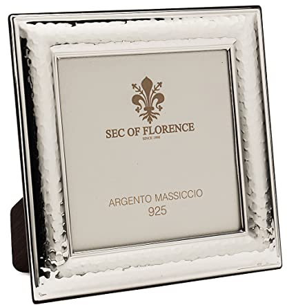 SEC OF FLORENCE 7200Q/9x9IT Bilderrahmen aus massivem 925er Silber mit Rückseite aus Mahagoniholz