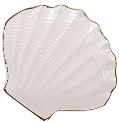 Cabilock Plaque De Bijoux Coquillage Plaque Dornements Ceramique Coquillage Porte- Bague Jolie Assiette De Rangement Plaque D'ornements La Mariée Céramique Accessoires Bibelots Blanche