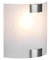 Applique murale plate avec abat-jour en verre blanc, supports argentés mats, hauteur 20 cm