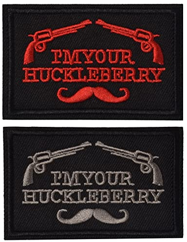 GYGYL 2PCS I'm Your Huckleberry Funny Tactical Military Morale Patch, Hook and Loop Applique for Military Uniform Tactical Bag Jacket Jeans Hat
