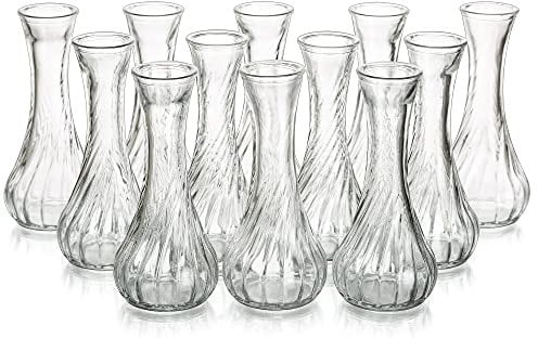 Hewory Kleine Vasen für Tischdeko Hochzeit: 12 Vase Glas Blumenvase Vintage Deko Glasvase Vasen Klein Tischdeko für Wohnzimmer Deko Modern Hochzeitsdeko