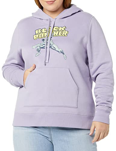 Amazon Essentials Disney | Marvel | Star Wars | Princess Felpe con Cappuccio in Pile (Disponibili in Taglie Forti) Donna, Marvel Black Panther, 4XL Plus