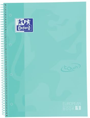 Oxford A4 European Book 1, liniert, 160 Seiten mit farbigen Rändern, Touch Hardcover, mit Whiteboard, pastell mint
