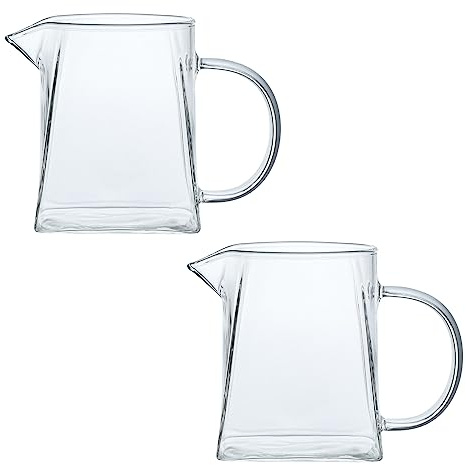 CHOOLD 11oz Square Bottom Clear Glass Milk Creamer Pitcher, Set of 2