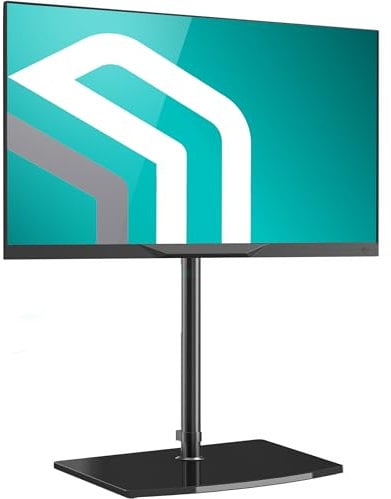 ONKRON TV Bodenständer für 30-60 Zoll TVs bis zu 41 kg - TV Standfuss schwenkbar, höhenverstellbar max VESA 400x400 Standfuß Fernseher Ständer/TV Stativ aus gehärtetem Glas Schwarz TS5065-B