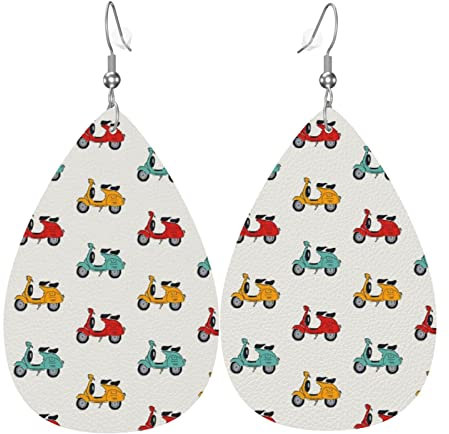 Ohrringe Für Frauen Retro Vespa Schmuck Ohrringe Vintage-Stil Teardrop Leder Ohrringe Mode Teardrop Ohrringe, Für Geburtstagsfeier, Mädchen, Geschenk
