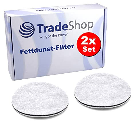 2x Trade-Shop Fettdunst-Filter/Fritteusen-Filter kompatibel mit SEB Tefal Fritteuse ersetzt SS-984689, 1500984689 / 140mm Durchmesser, Vlies