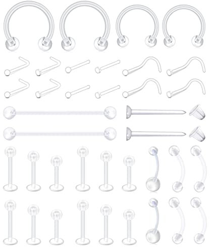 Incaton Klare Piercing Retainer aus Kunststoff für Nase Cartilage Ohrpiercing Retainer Acrylic Lippenpiercing Augenbrauen Piercing Helix Hoop Tragus Septum Hufeisen Rings Piercing Schmuck