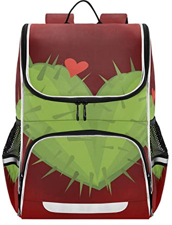 Vnurnrn Cadeau D'Art Cactus En Forme De Cœur Cartable Sac à Dos Pour Enfant Étudiants Garçons Filles Bandoulière Sacs Femme Homme Sac école de Voyage