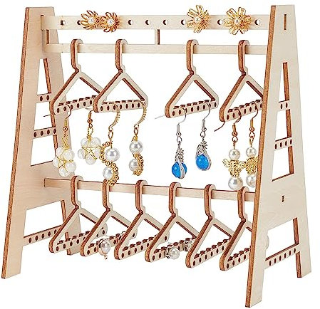 PH PandaHall Porte-Boucles d'oreilles 116 Trous, Support Organisateur de Boucles d'oreilles avec Mini cintres Présentoir de Boucle d'oreille en Bois pour la Vente Femmes Commerce de détail