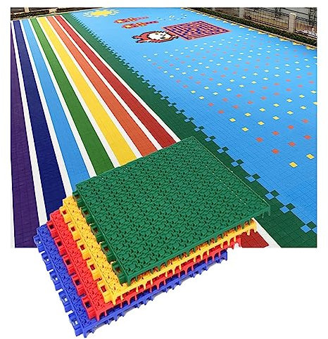 Tapis Caillebotis en Caoutchouc Carreaux de sol modulaires à emboîtement for jardin d'enfants, tapis de sol de sport d'épissure PP imperméable et antidérapant for l'intérieur et l'extérieur, 25x25cm (