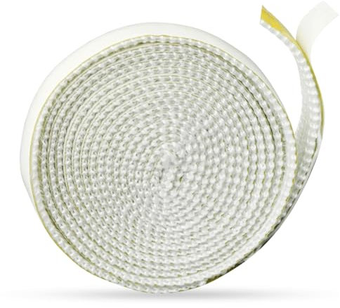 Fireplace Seal Tape, Wood Stove Gasket Rope Self-Adhesive Wood Stove Door Gasket, Fiberglass Rope Gasket Replacement, Fireplace Door Gasket, Fireplaces Wood Burning Stoves Replacement Parts (White)