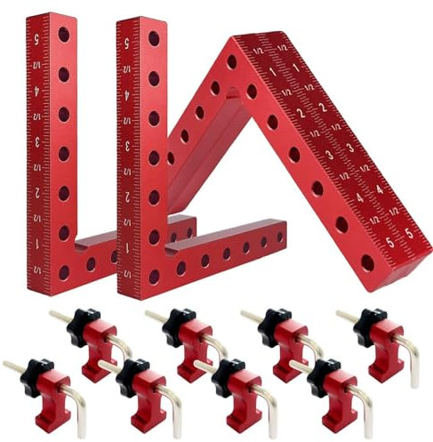 90 Degree Clamp Corner Clamp - Right Angle for Woodworking 4 Pack 5.5x 5.5 Aluminum Alloy Woodworking Corner Clamps Wood Working Tools and Equipment L Square Aluminum Angle Clamp Tool (01) (2)