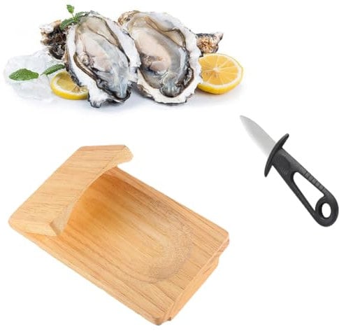 Wood Oyster Clamp, Oyster Shucking Clamp, Oyster Knife Shucker Set, Oyster Shucking Clamp Seafood Tools, Oyster Holder Kit Seafood Clamp Oyster Opener Tool