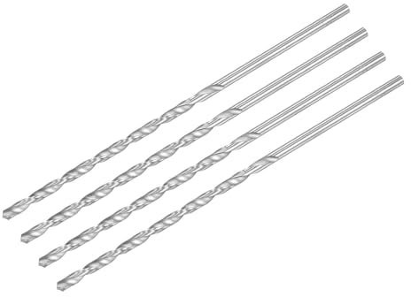 TA-VIGOR 4Pcs 4.2mm Extra Long Twist Drill Bits, 160mm Length High-Speed Steel HSS Straight Shank Spiral Drill Bits for Wood Metal Aluminum Plastic