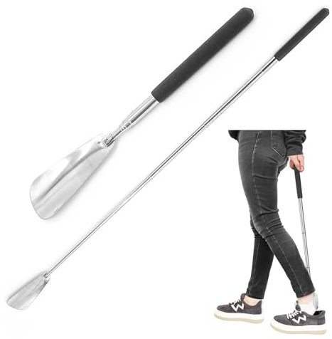 2er Set Ausziehbarer Schuhlöffel, Schuhlöffel Lang Ausziehbarer Schuhlöffel Mini Edelstahl Schuhanzieher Mit Bequemem Teleskop Griff für Herren Damen Kinder Senioren