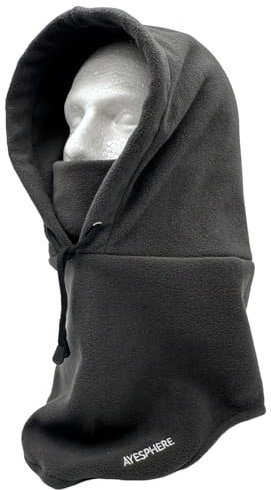 Ayesphere Sturmhaube für Herren und Damen - Balaclava, Motorrad-Sturmhaube, Halswärmer, Thermo-Mütze mit Fleece-Futter - Schal mit Kapuze, Grau, One Size